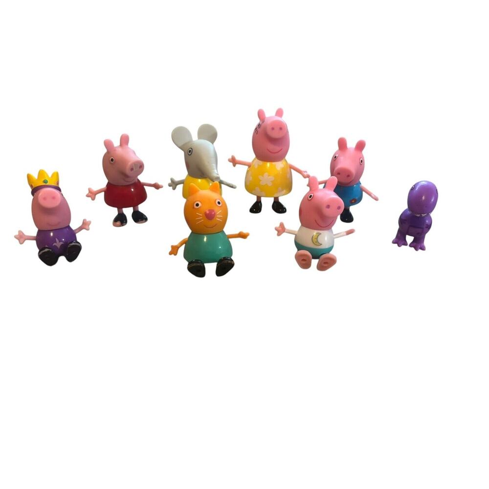 Lot Of 8 Peppa Pig Figures Elephant George Dino - Picture 4 of 4